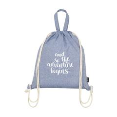 Vue Recycled Cotton PromoBag Plus (180 g/m²) sac à dos de couleur bleu| Krokrodeal
