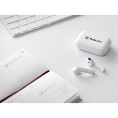 Vue Sensi TWS Écouteurs sans fil dans un étui de charge de couleur blanc| Krokrodeal