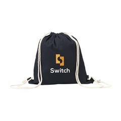 Vue PromoColour GRS Recycled Cotton Backpack (150 g/m²) de couleur noir| Krokrodeal