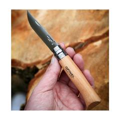 Vue Opinel Inox No 08 couteau de poche de couleur marron| Krokrodeal