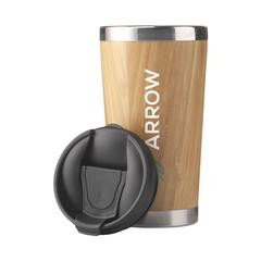 Vue Tokyo 450 ml gobelet thermos en bambou de couleur marron| Krokrodeal