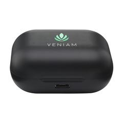 Vue Aron TWS Écouteurs sans fil dans un boitier de charge de couleur noir| Krokrodeal