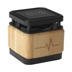 Vue Bamboo Block Speaker FSC-100% avec chargeur sans fil de couleur marron| Krokrodeal