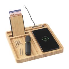 Vue Bamboo Organizer chargeur de couleur marron| Krokrodeal
