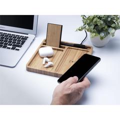 Vue Bamboo Organizer chargeur de couleur marron| Krokrodeal