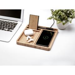 Vue Bamboo Organizer chargeur de couleur marron| Krokrodeal