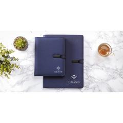 Vue Quest Portfolio RPET A4 porte-documents de couleur bleu| Krokrodeal
