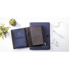 Vue Quest Portfolio RPET A4 porte-documents de couleur bleu| Krokrodeal