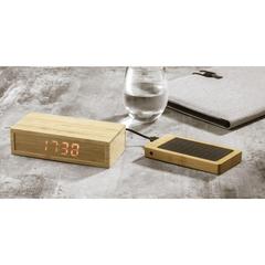 Vue Bamboo Alarm Clock with Wireless Charger chargeur de couleur marron| Krokrodeal