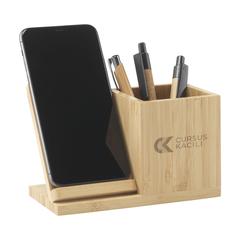 Vue Bamboo Boss 15W FSC-100% support de charge/porte-stylo de couleur marron| Krokrodeal