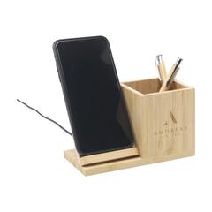 Vue Bamboo Boss 15W FSC-100% support de charge/porte-stylo de couleur marron| Krokrodeal