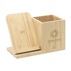 Vue Bamboo Boss 15W FSC-100% support de charge/porte-stylo de couleur marron| Krokrodeal