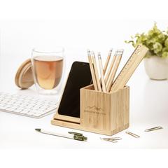 Vue Bamboo Boss 15W FSC-100% support de charge/porte-stylo de couleur marron| Krokrodeal