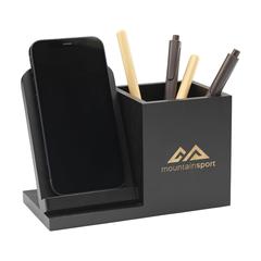 Vue Bamboo Boss 15W FSC-100% support de charge/porte-stylo de couleur noir| Krokrodeal