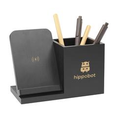 Vue Bamboo Boss 15W FSC-100% support de charge/porte-stylo de couleur noir| Krokrodeal