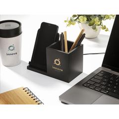 Vue Bamboo Boss 15W FSC-100% support de charge/porte-stylo de couleur noir| Krokrodeal