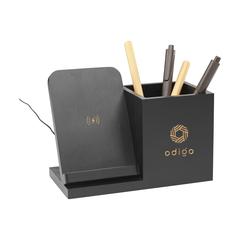 Vue Bamboo Boss 15W FSC-100% support de charge/porte-stylo de couleur noir| Krokrodeal