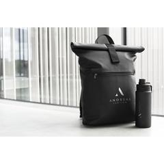 Vue Lennon Roll-Top Recycled Backpack de couleur noir| Krokrodeal