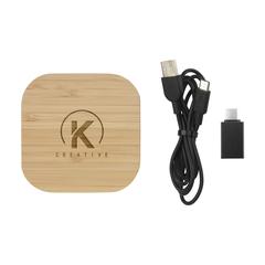 Vue Bamboo FSC-100% Wireless Charger 15W chargeur sans fil de couleur marron| Krokrodeal