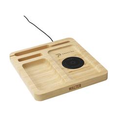 Vue Walter Bamboo Single Dock 15W organisateur et chargeur de couleur marron| Krokrodeal