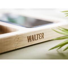 Vue Walter Bamboo Single Dock 15W organisateur et chargeur de couleur marron| Krokrodeal