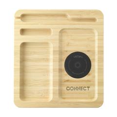 Vue Walter Bamboo Single Dock 15W organisateur et chargeur de couleur marron| Krokrodeal