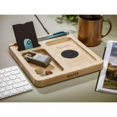 Vue Walter Bamboo Single Dock 15W organisateur et chargeur de couleur marron| Krokrodeal