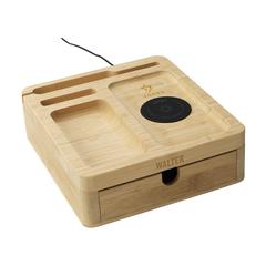 Vue Walter Bamboo Big Dock 15W organisateur et chargeur de couleur marron| Krokrodeal