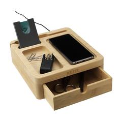 Vue Walter Bamboo Big Dock 15W organisateur et chargeur de couleur marron| Krokrodeal