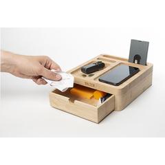 Vue Walter Bamboo Big Dock 15W organisateur et chargeur de couleur marron| Krokrodeal
