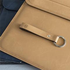 Vue Recycled Leather Keyring porte-clés de couleur beige| Krokrodeal