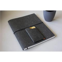Vue Recycled Leather Refillable Notebook A5 Bloc-note de couleur noir| Krokrodeal