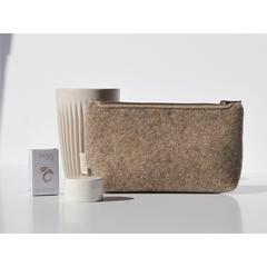 Vue Recycled Felt Case trousse de couleur beige| Krokrodeal