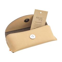 Vue Recycled Leather Sunglasses Pouch étui à lunettes de couleur beige| Krokrodeal