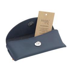 Vue Recycled Leather Sunglasses Pouch étui à lunettes de couleur bleu| Krokrodeal