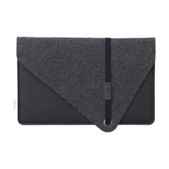 Vue Recycled Felt & Apple Leather Laptop Sleeve 14 inch de couleur noir| Krokrodeal