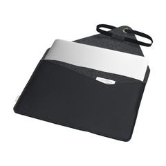 Vue Recycled Felt & Apple Leather Laptop Sleeve 14 inch de couleur noir| Krokrodeal