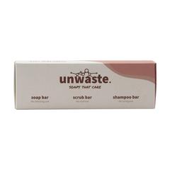 Vue Unwaste Soap Set savon, d'écorce et shampoing de couleur blanc| Krokrodeal