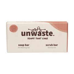 Vue Unwaste Duopack Soap & Scrub bar de couleur orange| Krokrodeal