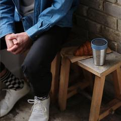 Vue Circular&Co Recycled Stainless Steel Coffee Cup 227 ml de couleur bleu| Krokrodeal