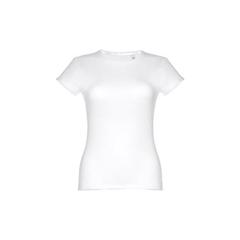 Vue THC SOFIA WH. T-shirt femme en coton ceinturé. Couleur blanche de couleur blanc| Krokrodeal