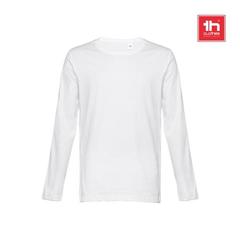 Vue générale T-shirt en coton à manches longues pour hommes - Thc bucharest wh | Krokrodeal