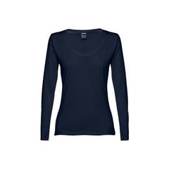 Vue T-shirt ceinturé à manches longues pour femmes en coton - Thc bucharest women de couleur bleu| Krokrodeal