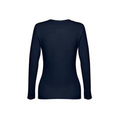 Vue T-shirt ceinturé à manches longues pour femmes en coton - Thc bucharest women de couleur bleu| Krokrodeal