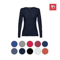 Vue générale T-shirt ceinturé à manches longues pour femmes en coton - Thc bucharest women | Krokrodeal