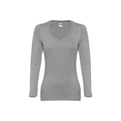 Vue T-shirt ceinturé à manches longues pour femmes en coton - Thc bucharest women de couleur gris| Krokrodeal