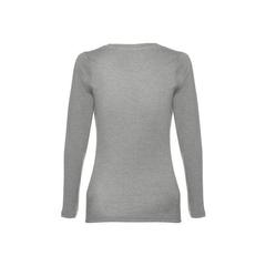 Vue T-shirt ceinturé à manches longues pour femmes en coton - Thc bucharest women de couleur gris| Krokrodeal