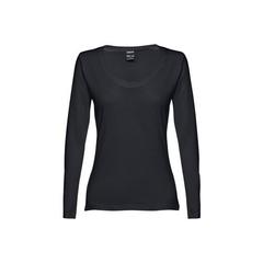 Vue T-shirt ceinturé à manches longues pour femmes en coton - Thc bucharest women de couleur noir| Krokrodeal
