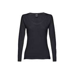 Vue T-shirt ceinturé à manches longues pour femmes en coton - Thc bucharest women de couleur noir| Krokrodeal