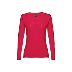 Vue T-shirt ceinturé à manches longues pour femmes en coton - Thc bucharest women de couleur rouge| Krokrodeal
